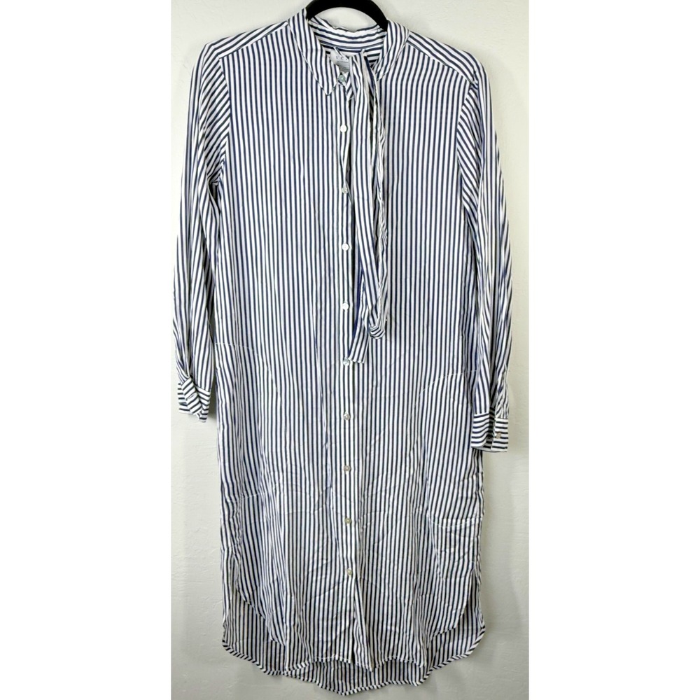 Velvet Graham Spencer Shirt Dress Womens XS Striped Long Sleeve Pocket Casual